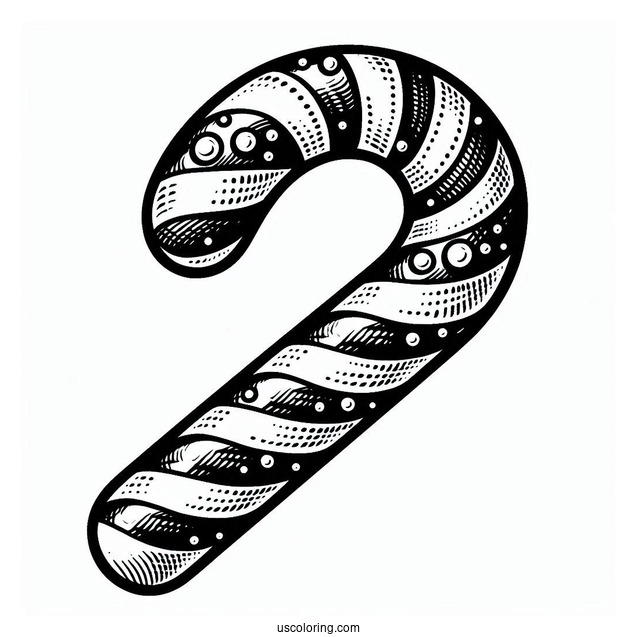 Coloring Sheet Of An Easy Candy Cane