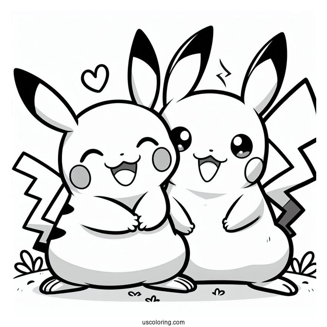 Happy Pikachu And Raichu Coloring Page Pokemon Poster