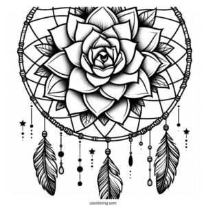 Succulent Coloring Page Dreamcatcher