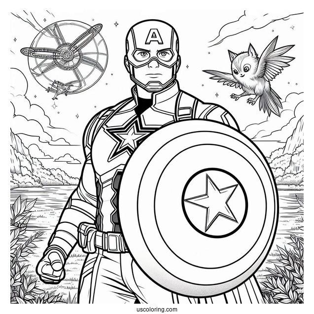 Captain America Protecting Himself With His Shield