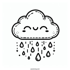 Cartoon Cloud And Rain Coloring Page
