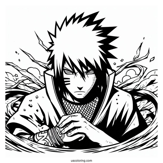 Uchiha Sasuke Coloring Page Using Susanoo In Battle