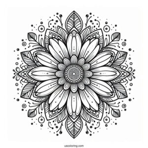 Flower Coloring Pages Of Intricate Daisy Mandala