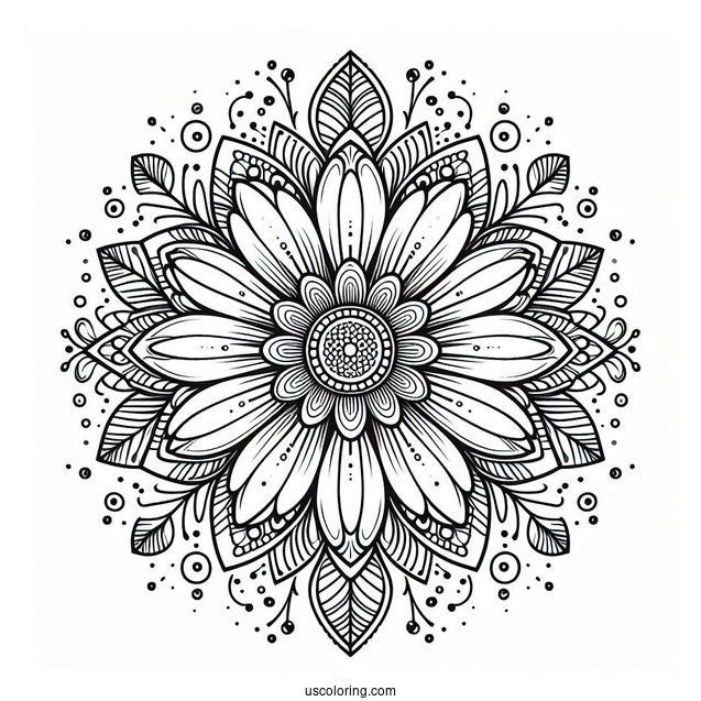 Flower Coloring Pages Of Intricate Daisy Mandala