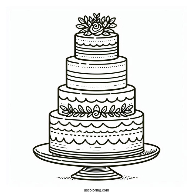 Simple Outline Of Tiered Wedding Cake