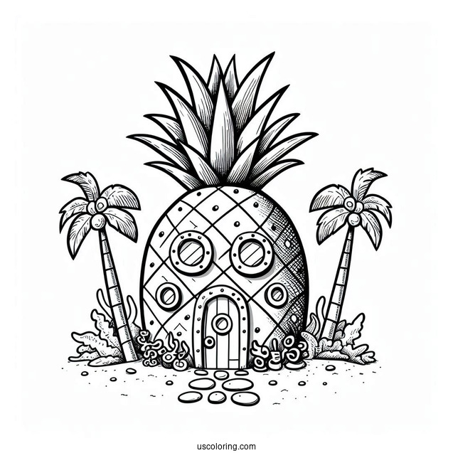 SpongeBob Pineapple House Coloring Page