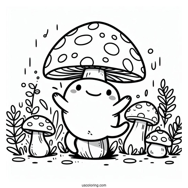 Mushroom Coloring Page Of Happy Toad Dancing Coloring Page For Kids
