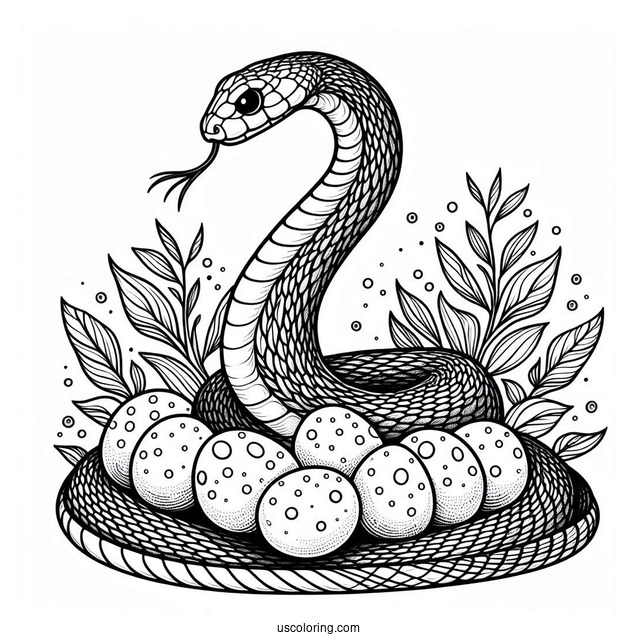 Mother Snake Protecting Eggs