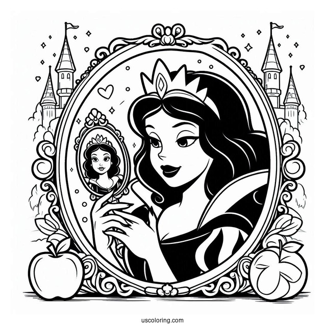 The Evil Queen In The Magic Mirror Coloring Page