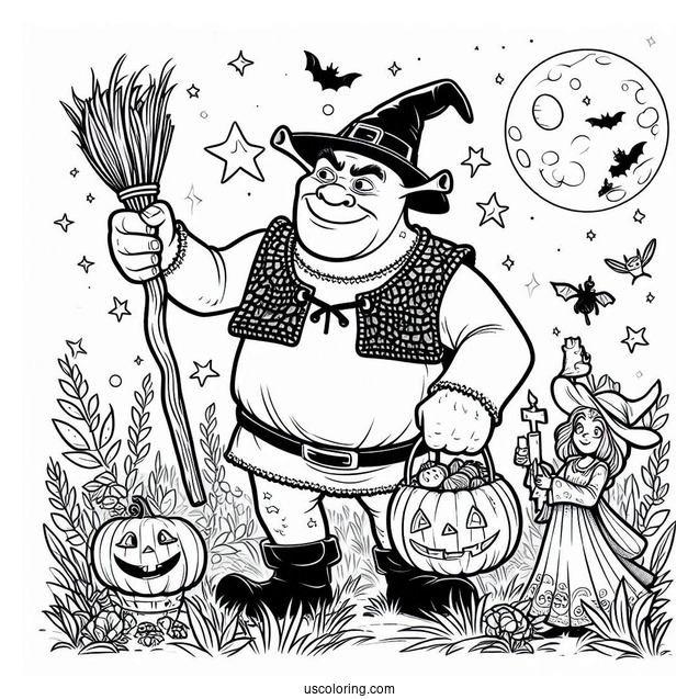 Halloween Themed Shrek Coloring Page