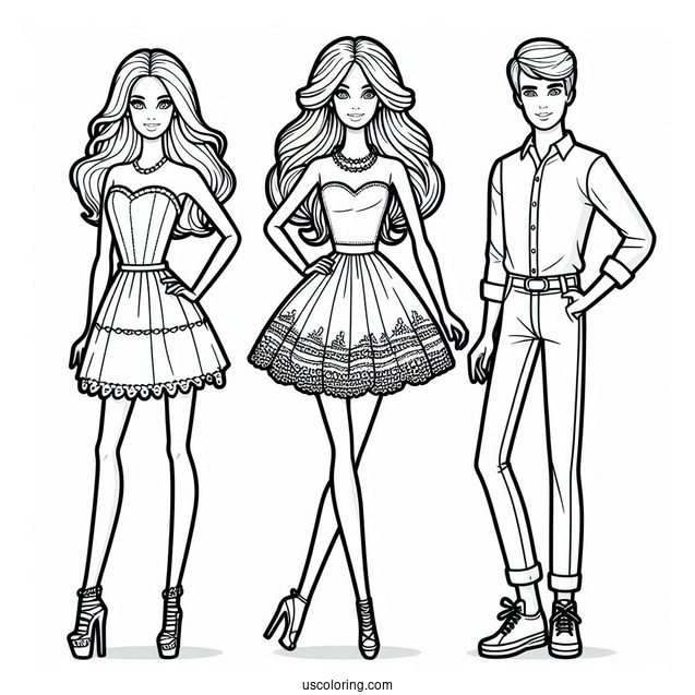 Barbie And Ken Dolls To Color