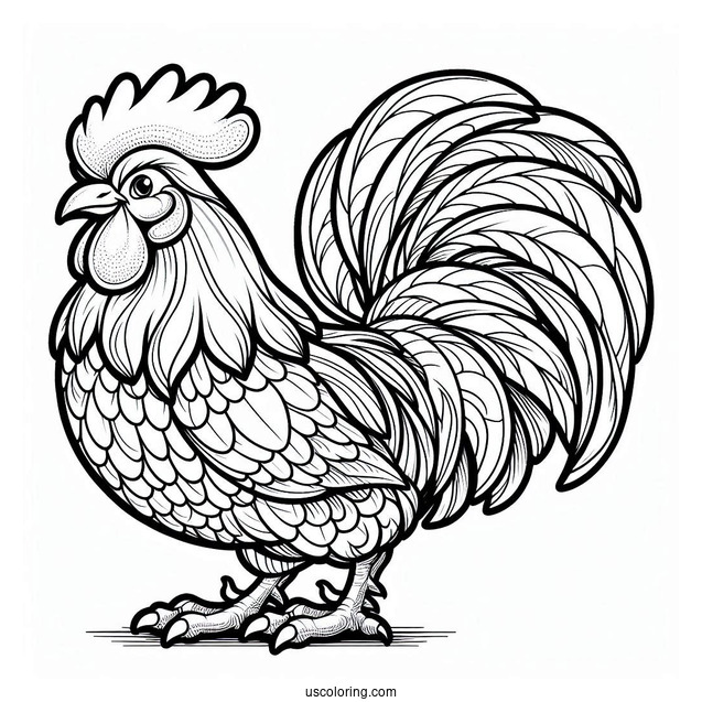 Farm Rooster Coloring Picture