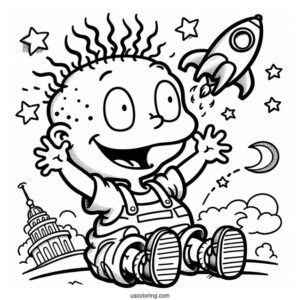 Rugrats Coloring Page Of Tommy Pickles With First In The Air For Preschoolers