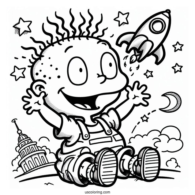 Rugrats Coloring Page Of Tommy Pickles With First In The Air For Preschoolers