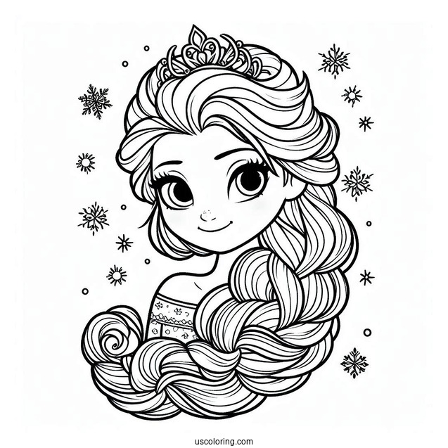 Elsa Hair Coloring Page For Kids
