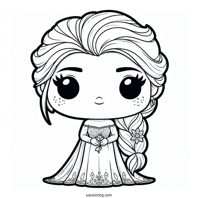 Cute Elsa Funko Pop Coloring For Preschoolers