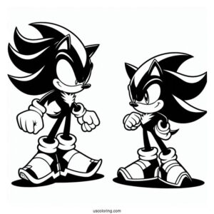 Shadow Coloring Page And Sonic Playing Side By Side