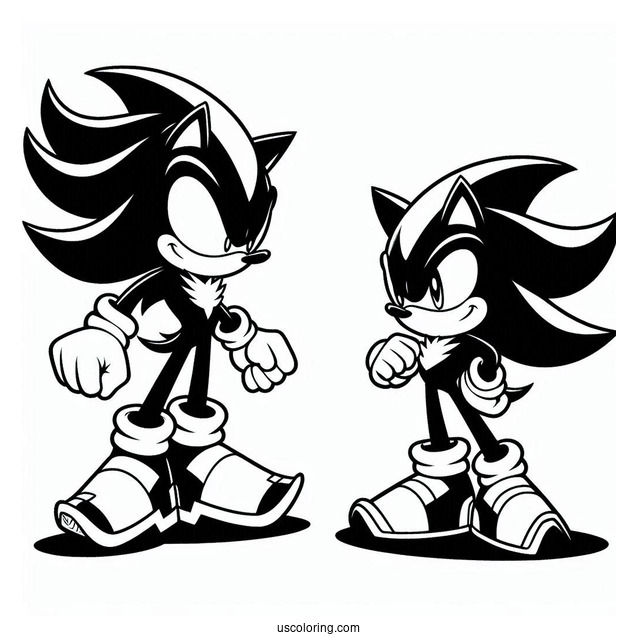 Shadow Coloring Page And Sonic Playing Side By Side
