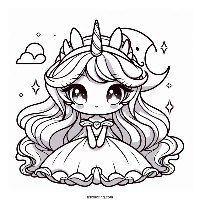 Kawaii Chibi Princess Luna Coloring Page For Preschoolers
