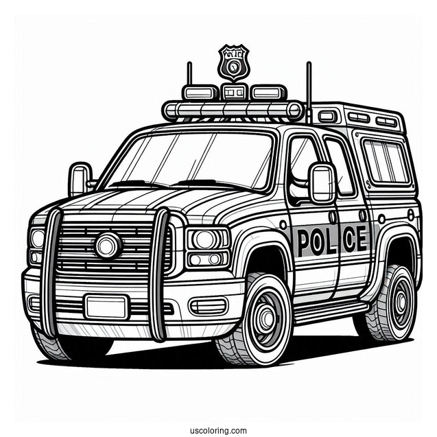 Police Truck Coloring Picture