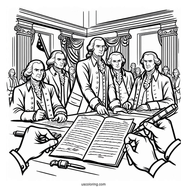 America s Founding Fathers Signing The Constitution Coloring Page For Kids