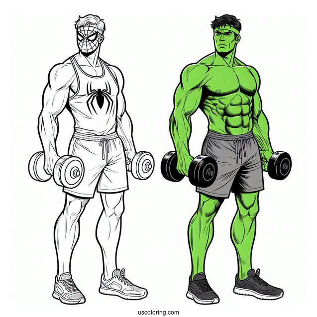 Spider Man And Hulk Coloring Sheet