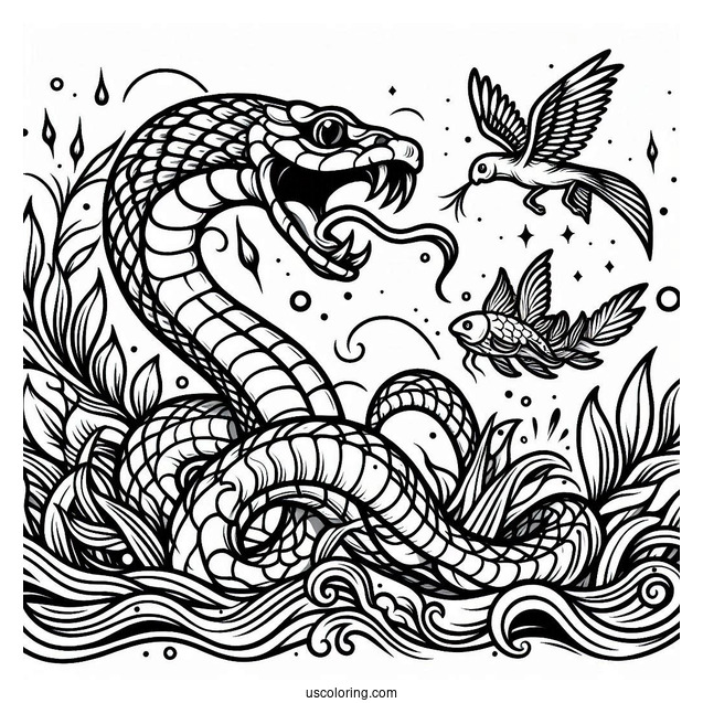 Coloring Page Of Snake Attacking Prey