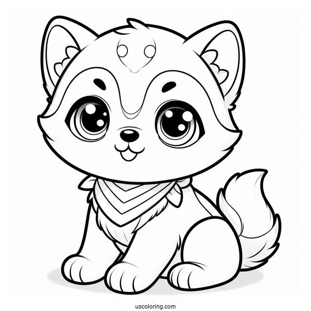 Kawaii Husky Puppy Sitting Down