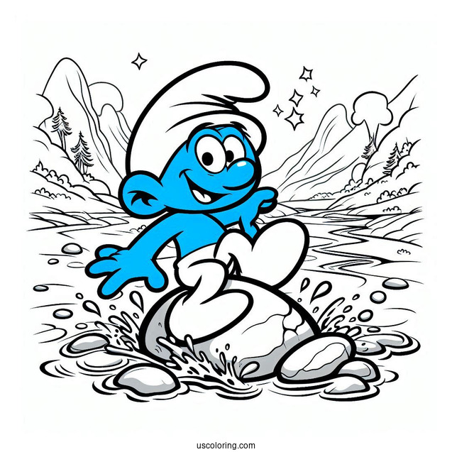 Clumsy Smurf Tripping On Rock