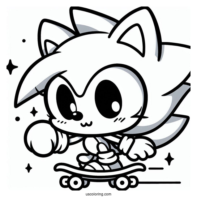 Cute Kawaii Sonic Coloring Page