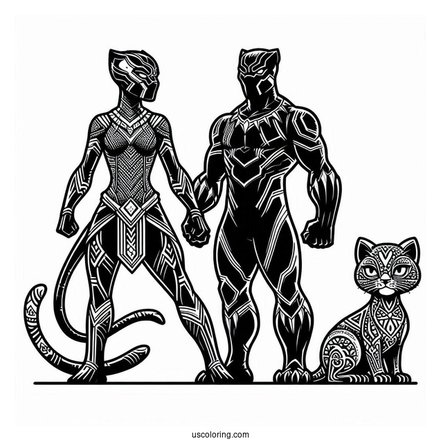 Shuri And Black Panther Coloring Sheet
