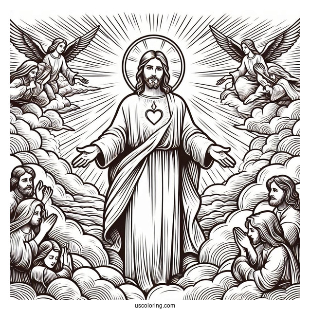 Blessed Jesus In Heaven Coloring In