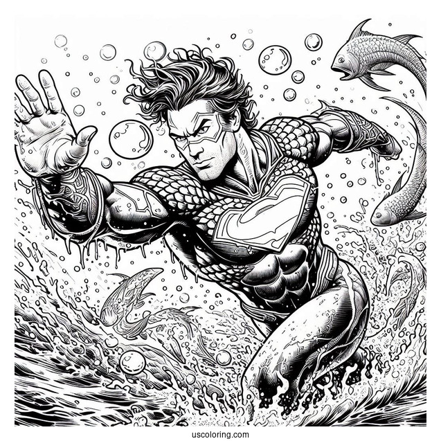 Aquaman Coloring Page Arthur Curry Leaping Out Of The Water