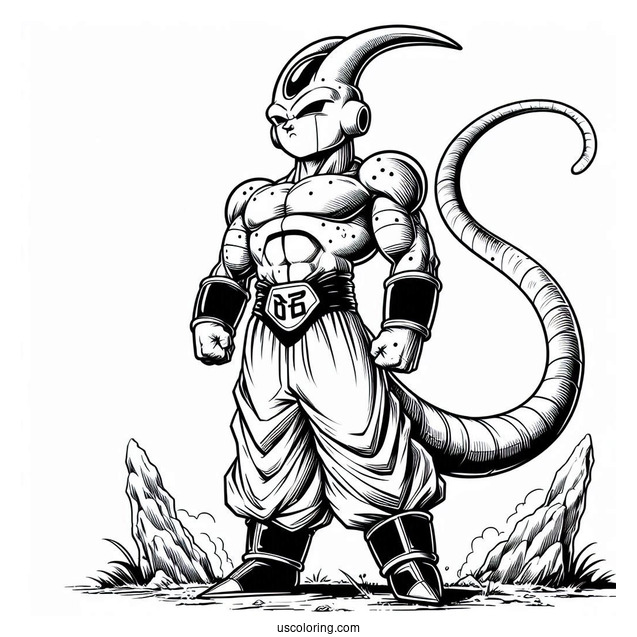 Dragon Ball Z Coloring Page Of Detailed Majin Buu Standing Proud