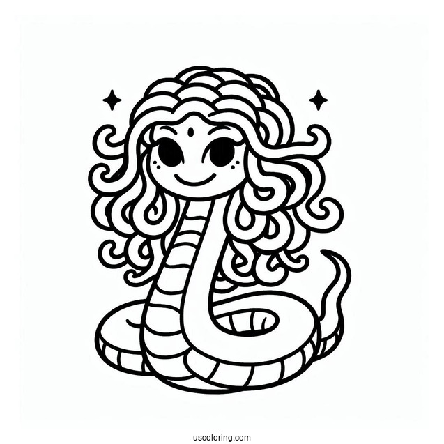 Cartoon Medusa Coloring Page With Snake Body
