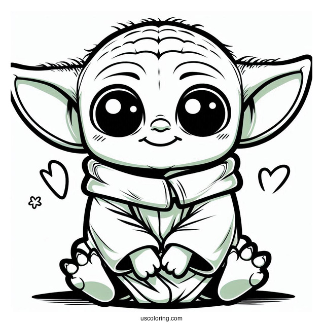 Kawaii Baby Yoda To Color