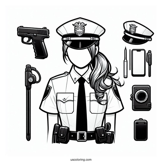 Police Officers Equipment To Color