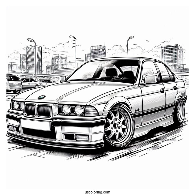 BMW Coloring Page 3 Series E36 On The Road