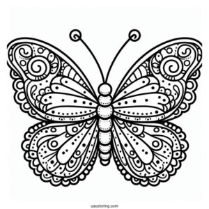 Adorable Butterfly Coloring Page With Sectioned Body
