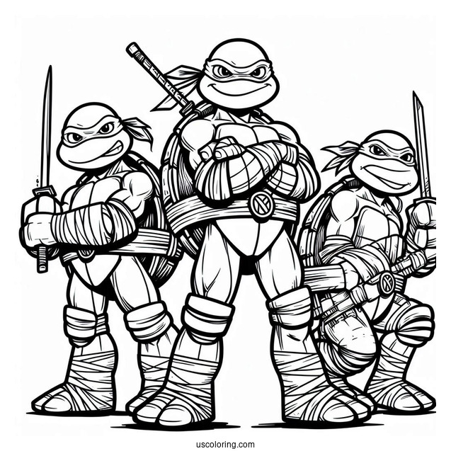 Cartoon Teenage Mutant Ninja Turtles Coloring Page