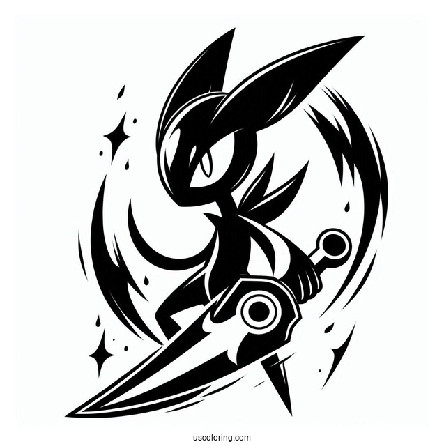 Greninja Shadow Knife Pokemon Card Coloring Page For Kids