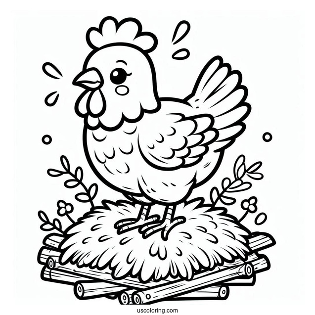 Farm Chicken To Color