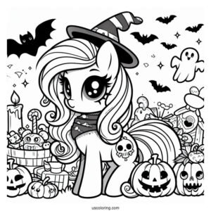 Halloween Themed My Little Pony Coloring Sheet