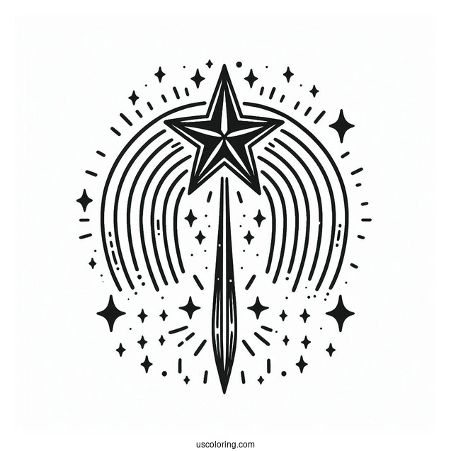 Rainbow Shooting Star Coloring Page