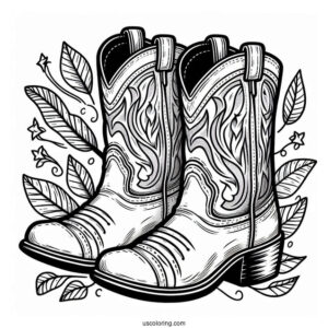 Simple Cowboy Coloring Page Boots For Kids