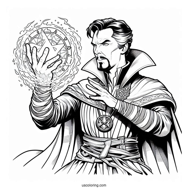 Dr. Strange Casting A Spell Coloring Sheet
