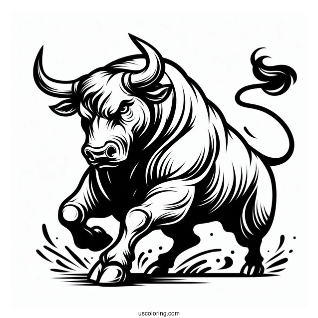 Easy Outline Of Fighting Bull Coloring In
