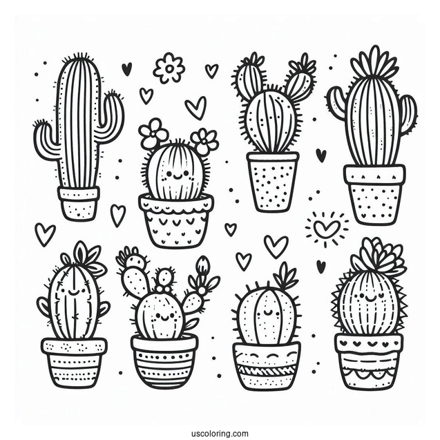Easy Outline Of Cactus Plants For Toddlers