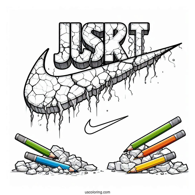 Nike Coloring Page Of Crumbling Just Do It Logo