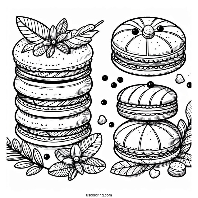 Coloring Page Of Macaroons